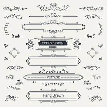 Set of Vintage Decorations Elements Illustrazione stock