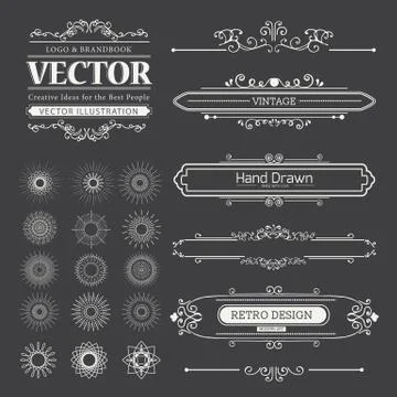 Set of Vintage Decorations Elements Stock Illustration