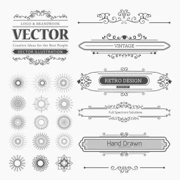 Set of Vintage Decorations Elements Stock Illustration