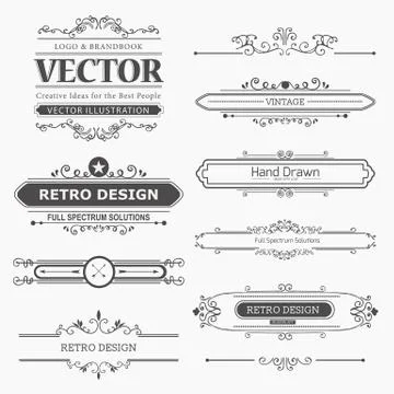 Set of Vintage Decorations Elements Stock Illustration