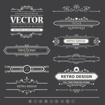 Set of Vintage Decorations Elements Stock Illustration