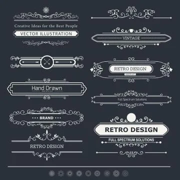 Set of Vintage Decorations Elements Stock Illustration
