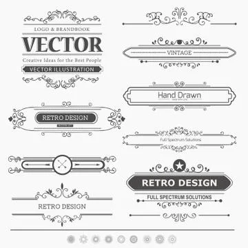 Set of Vintage Decorations Elements Stock Illustration