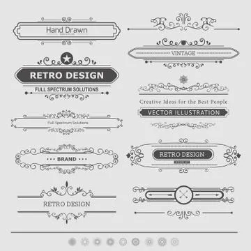 Set of Vintage Decorations Elements Stock Illustration