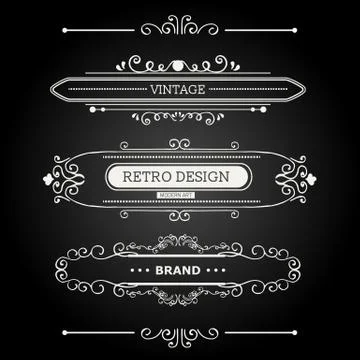 Set of Vintage Decorations Elements. Stock Illustration