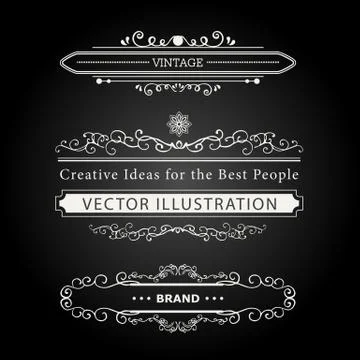 Set of Vintage Decorations Elements. Stock Illustration