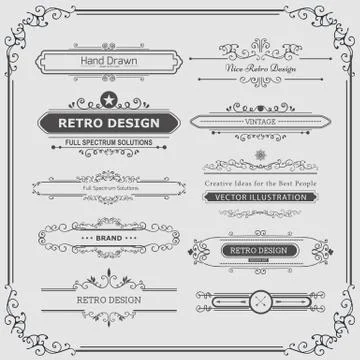 Set of Vintage Decorations Elements Stock Illustration