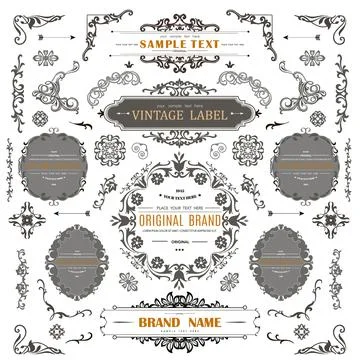Set of Vintage Decorations Flourishes Elements. Stock Illustration