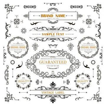 Set of Vintage Decorations Flourishes Elements. Stock Illustration