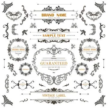 Set of Vintage Decorations Flourishes Elements. Stock Illustration