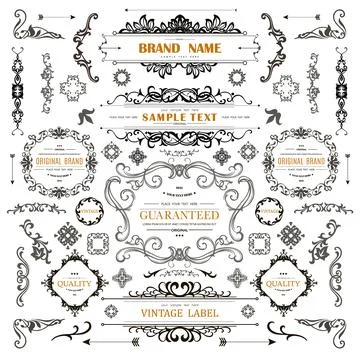 Set of Vintage Decorations Flourishes Elements. Stock Illustration