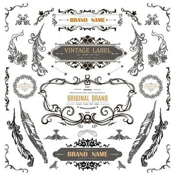 Set of Vintage Decorations Flourishes Elements. Stock Illustration