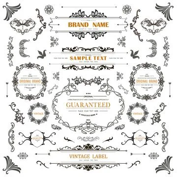 Set of Vintage Decorations Flourishes Elements. Stock Illustration