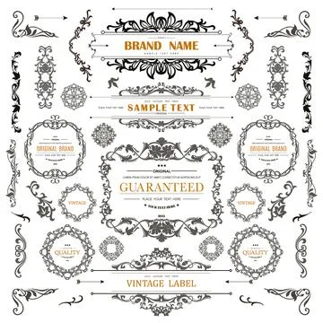 Set of Vintage Decorations Flourishes Elements. Stock Illustration