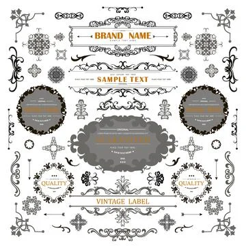 Set of Vintage Decorations Flourishes Elements. Stock Illustration