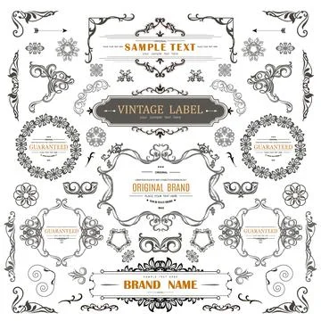 Set of Vintage Decorations Flourishes Elements. Stock Illustration
