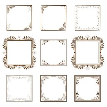 Set vintage decorative border Illustrazione stock