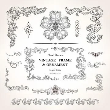 Set of vintage design elements Stock Illustration