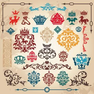 Set of vintage design elements Illustrazione stock