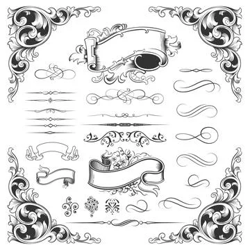 Set of vintage design elements Stock Illustration