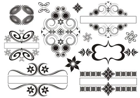 Set of vintage emblems made of calligraphic elements Stock Illustration
