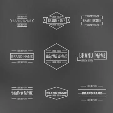 Set of vintage emblems with thin lines, vector illustration. 스톡 일러스트