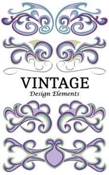 Set of vintage floral elements for design Stock Illustration