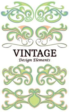 Set of vintage floral elements for design Stock Illustration