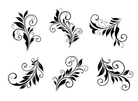 Set of vintage floral elements Stock Illustration