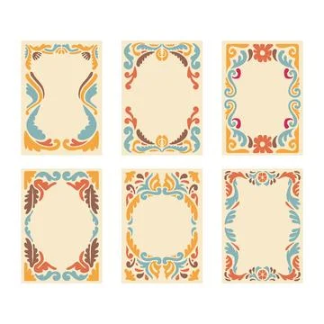 Set of Vintage Flower Frame Border Set Collection, Foliage Abstract floral .. Stock-Illustration
