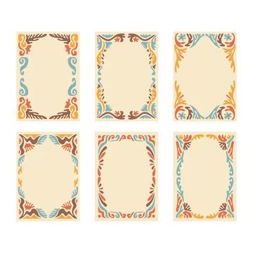 Set of Vintage Flower Frame Border Set Collection, Foliage Abstract floral .. Stock Illustration