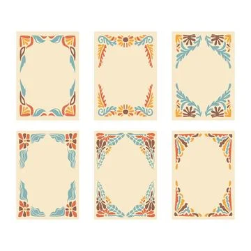 Set of Vintage Flower Frame Border Set Collection, Foliage Abstract floral .. Stock Illustration
