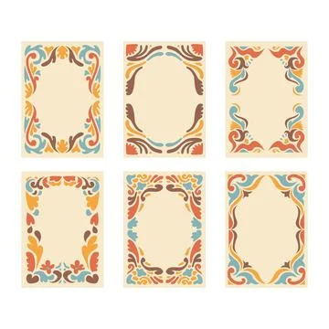 Set of Vintage Flower Frame Border Set Collection, Foliage Abstract floral .. Stock-Illustration
