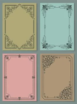 Set of Vintage Frames Decorative Border Corners Stock Illustration