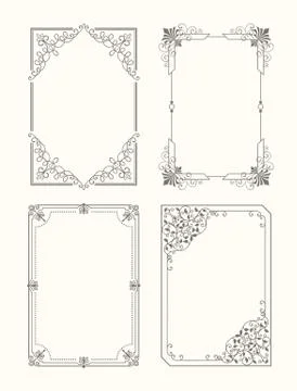 Set of Vintage Frames Decorative Border Corners イラスト素材