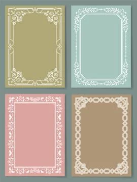 Set of Vintage Frames Decorative Border Corners イラスト素材