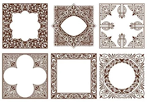 Set of vintage frames, design elements Stock Illustration