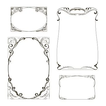Set of vintage frames with floral curl. イラスト素材