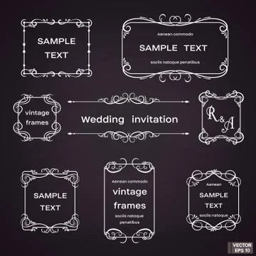Set of vintage frames with floral scrolls. Stock Illustration