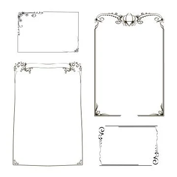 Set of vintage frames with flowers and stems. Illustrazione stock