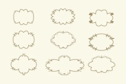 Set of vintage frames, hand drawn . Vector illustration Stock Illustration
