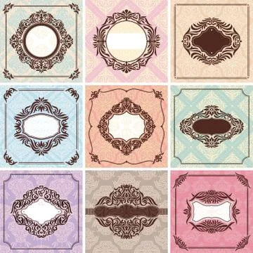 Set of vintage frames Stock Illustration