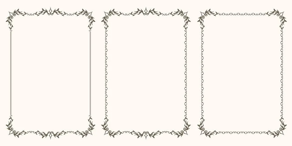 Set of vintage frames Stock Illustration