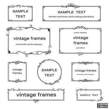 Set of vintage frames isolated on white background Stockillustratie