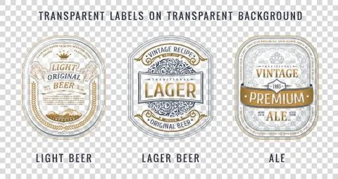 Set of Vintage frames for labels. Gold stickers bottle beer Stock Illustration