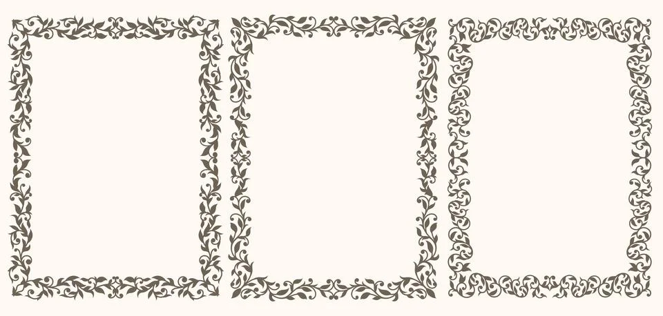 A set of vintage frames with leaves Stock Illustration