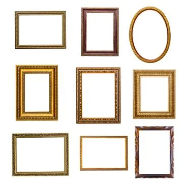 Set of vintage frames in retro style isolated on white background Stock-Fotos