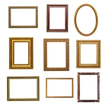 Set of vintage frames in retro style isolated on white background set of v... 스톡 사진