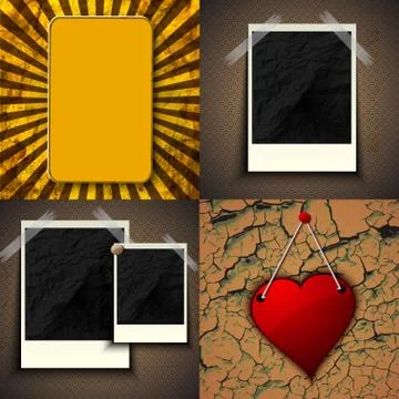 Set of vintage frames for text on abstract background. Raster copy Stock Illustration