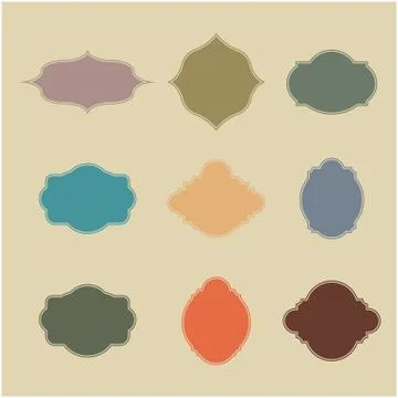 Set of vintage frames, vector illustration. Stock Illustration